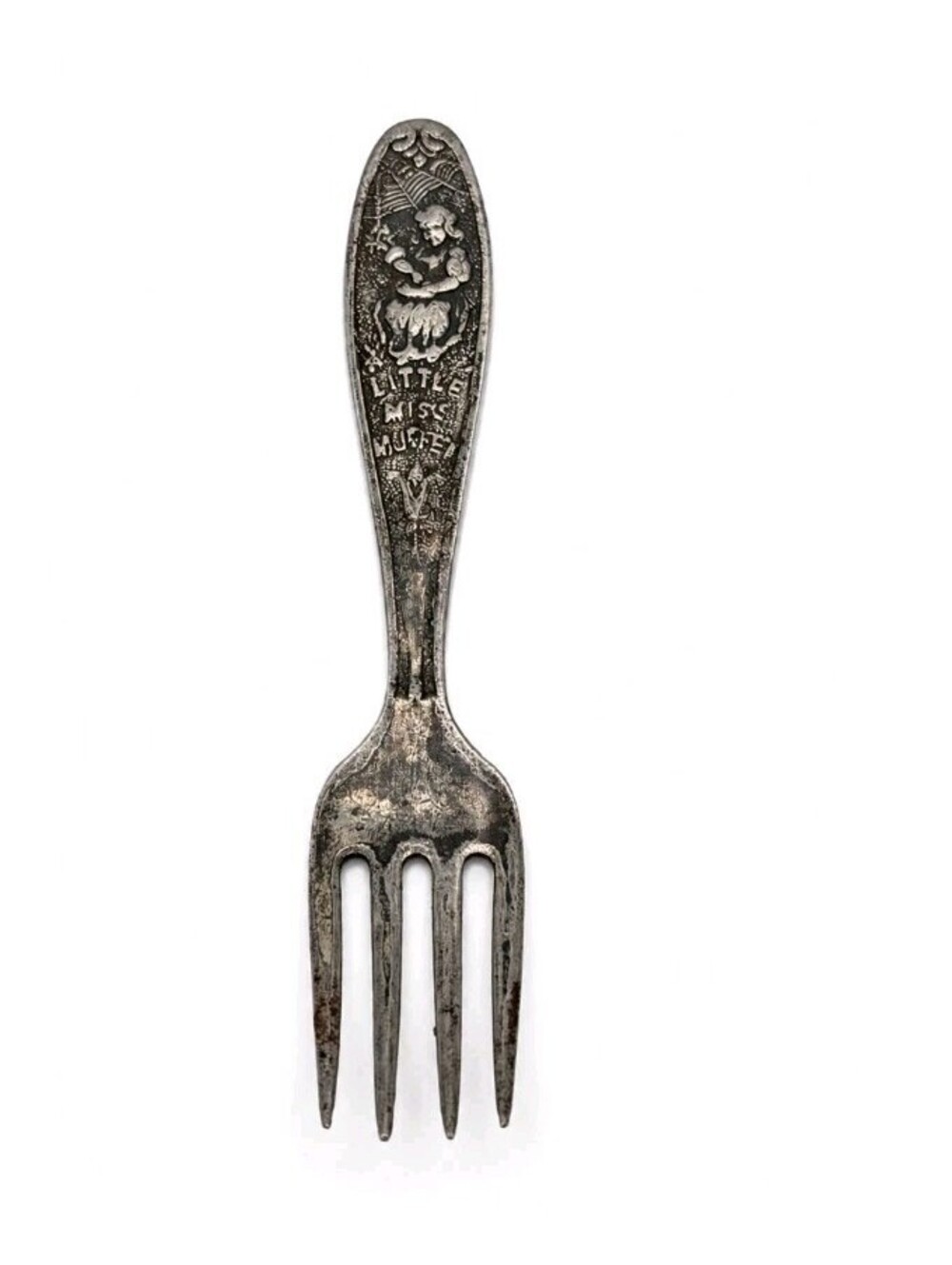 Vintage Little Miss Muffet Child's Fork Silverplate Nursery Rhyme Collectible